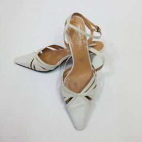 Trussardi Pointed Toe Ankle Strap White Heels