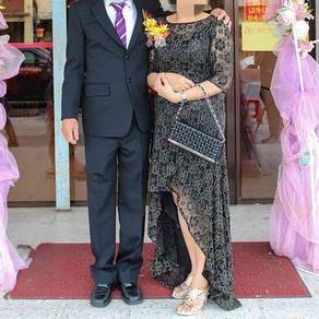 Elegant black gold evening dress