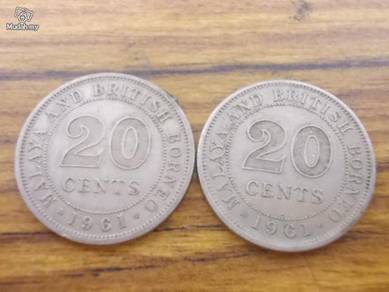 Malayan and British Borneo 20 cent coin