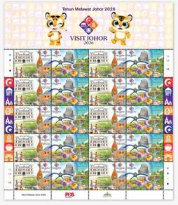 Mint Stamp Sheet Visit Johor Malaysia 2026