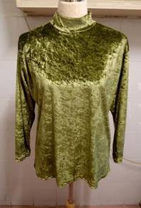 Green Velvet Turtleneck Top