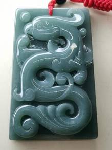 Icy Ice Bluish Green Jadeite Jade Phoenix Pendant