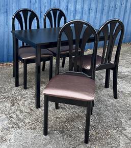 Wooden Dining Table Set + 4 Chairs/Meja Makan Set