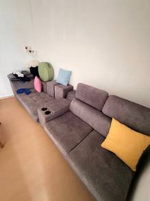 L shape sofa and 2 benches (grey)