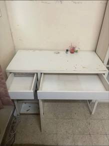 White Study Desk with Drawers