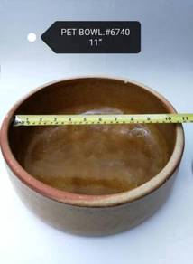 Clay Ceramic Pet Food Water Bowl 6740 11inch Brown