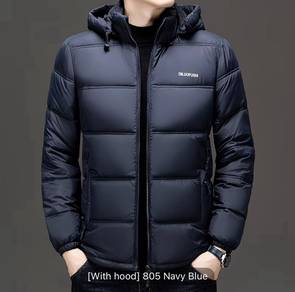 Men’s Winter Puffer Jacket – Navy Blue | Size L