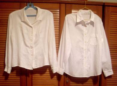 Set of 2 Ladies White Blouses (Size M)