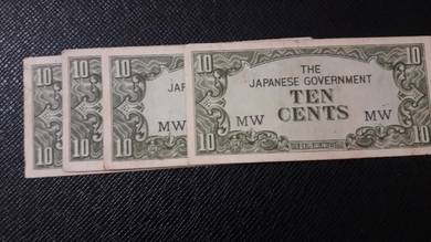 Malaya Japan JIM 10 cents MW 1942