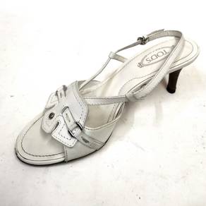 Tod's White Open Toe Heels, Sandals