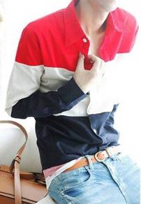 B0516 STYLISH TRI-COLOR FORMAL LONG SLEEVE SHiRT