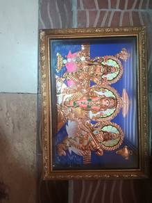 Lakshmi Saraswati Ganesha Framed Wall Art – Copper