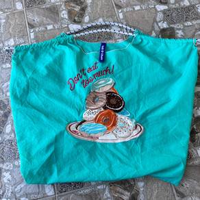 Ball & Chain "Don't Eat Too Much turquoise eco bag
