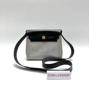 Preloved Hermes Canvas Black Mini Herbag 20 GHW
