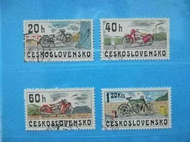 Set 1975 Czechoslovakia Stamp Vintage Motorcycle