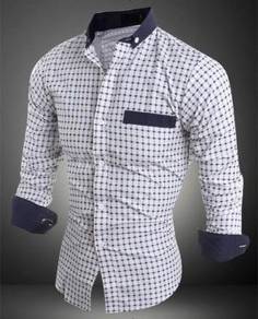 P39281 Kemeja Lengan Panjang Petak Black Shirt