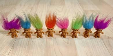 Vintage Mini Russ Troll Doll X 8