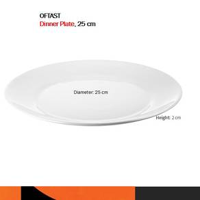 Ikea OFTAST Plate, white, 25 cm, 6pcs