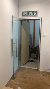 INSTALL GLASS DOOR 12mm l pintu kaca pecah 12mm