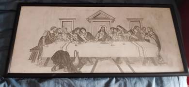 The Last Supper Framed Pencil Drawing 55×26cm