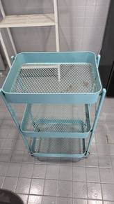 Light Blue 3-Tier Rolling Storage Cart