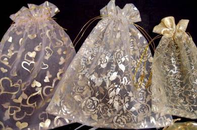 Gold Organza Gift Bags - 9 (New)