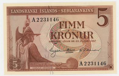 Iceland 5 kronur (1957) - Pick P37a   unc