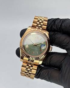 Custom Seiko Mod 39mm Rose Gold Olive Roman DateJu