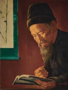 Oil Painting by  He Tianci(T.S‑Ho) – Scholar in Contempl