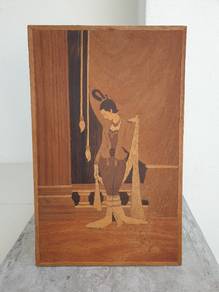 (B633) Vintage Natural Plywood Veneer Painting