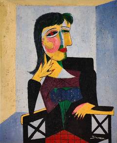 Signed Oil Painting – Cubist Seated Figure (Daves)