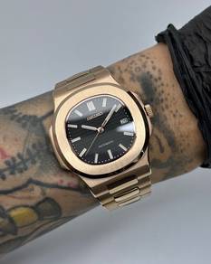 Custom Seiko Mod 40mm Black Rose Gold Naut