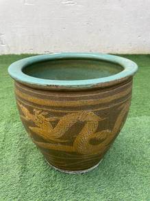YE59Q Tempayan Naga Cina Antik Vintage Dragon Urn