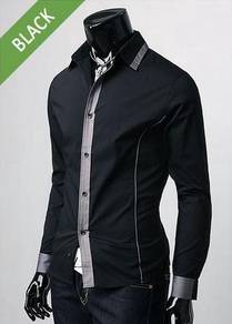 P0538 SporTrendy Black Business Long Sleeve Shirt