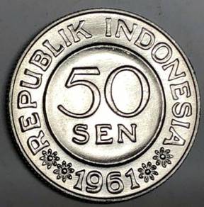 Indonesia Aluminium 50 Sen Syiling 1961