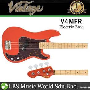 Vintage v4 maple board reissued bass guitar ~ fire