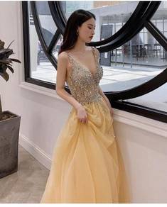 Yellow wedding evening prom dress gown RBP1026