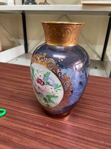 Decorative Floral Vase with Gold Trim