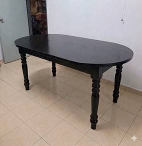 solid wooden dining table meja makan besar kayu