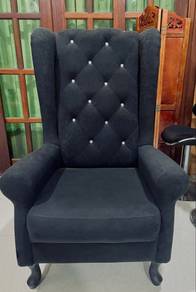 Velvet Black Wingback Chair