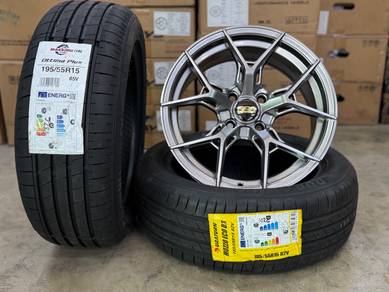 Sport Rim Baru 15 BBS FIR Hyper Black Siap Tayar