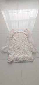 New Sheer Puff Sleeve Lace Dress