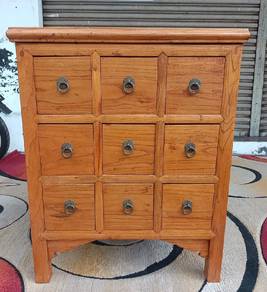 Vintage rustic solid wood -9drawer herb cabinet