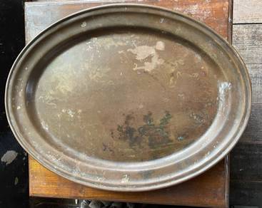 Antique brass oval tray