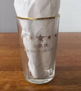 Cawan antique 5 star gold print glass cup