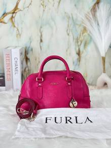 Furla Pink Magenta Leather Elena Satchel