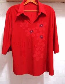 Red Blouse with Collar (New)