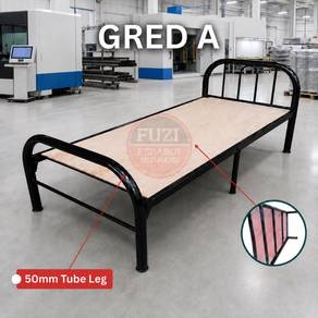 Katil Single Gred A Heavy Duty dengan 6 Kaki Sokon