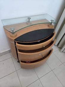 3 Tiers chest drawer TV cabinet with glass