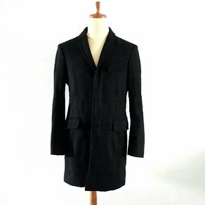 Banana Republic Black Checked Wool Trench Coat